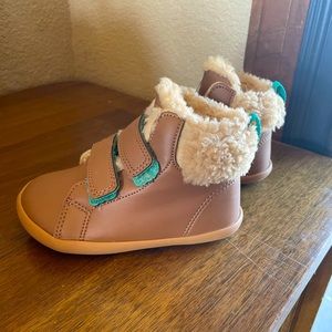 Ten Little brown leather high top toddler shoes with Sherpa lining TODDLER 8